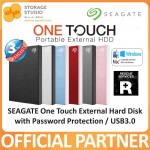 SEAGATE NEW One Touch External Hard Drive / Hard Disk / HDD with Password Protection / USB3.0, 2TB. SEAGATE Singapore Local 3 Years Warranty